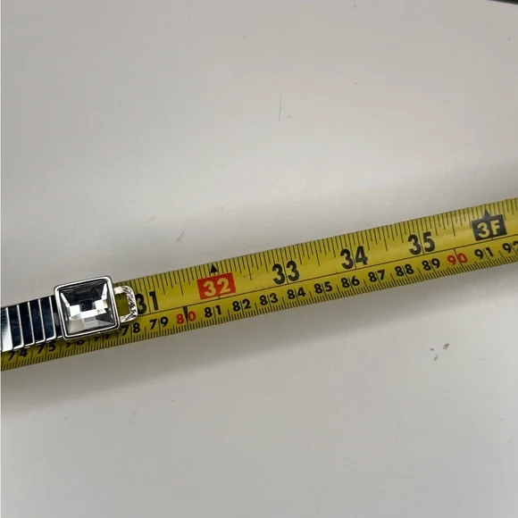 Vintage Y2K Silver Rhinestone Stretch Belt Crystal Statement Belt Disco Style - Picture 6 of 7